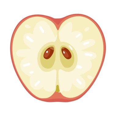 Beyaz arka plan üzerinde elma yuvarlak dilim. Düz renk illüstrasyon