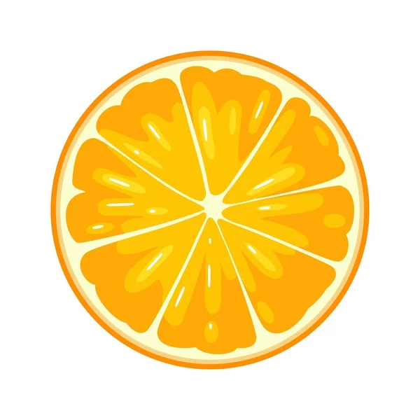 Fatia redonda de laranja no fundo branco. Ilustração de cor plana —  Vetores de Stock