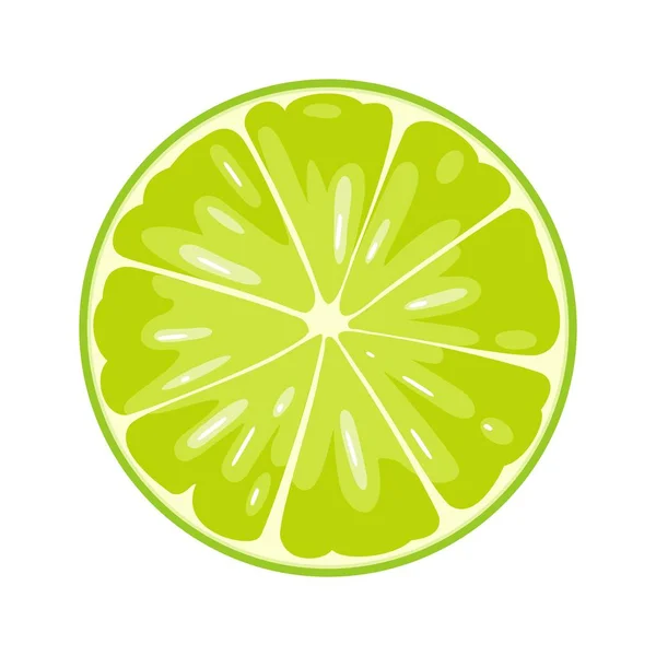 Runde Scheibe Limette auf weißem Hintergrund. Flachfarbige Illustration — Stockvektor