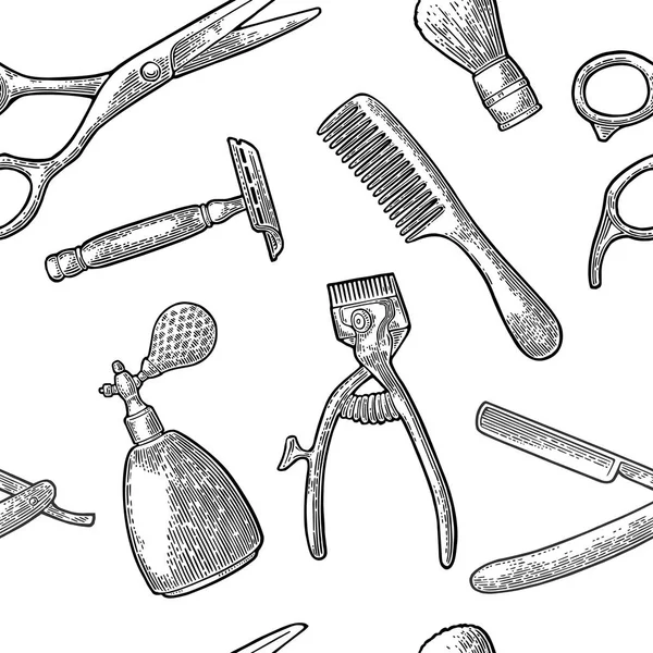 Инструмент бесшовного набора шаблонов для BarberShop — стоковый вектор