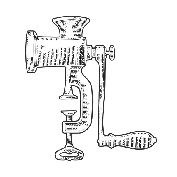 М'ясорубку. Векторна чорна вінтажна гравюра — стоковий вектор