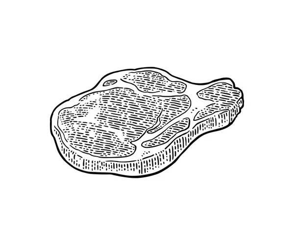 Beef steak with bone top view. Vintage black vector engraving illustration. I — Stock Vector