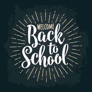 Geri okul yazı ışınları ile hoş geldiniz. Vektör oyma