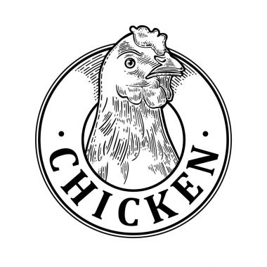 Tavuk kafa. Vintage vektör oyma