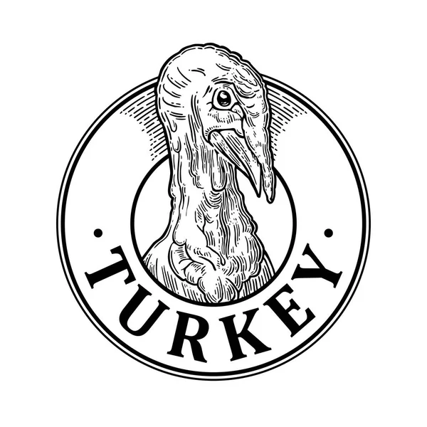 Turkije hoofd. Vintage vectorillustratie gravure — Stockvector