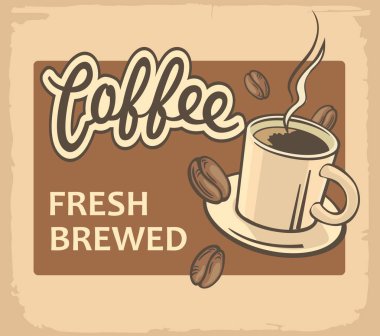 Kahve fincanı. Eski kağıt doku arka plan üzerinde Vintage vektör çizim.