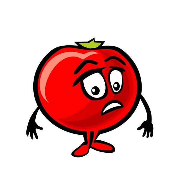 Tomato cartoon smiles and waves his hand. Color flat illustration Stock