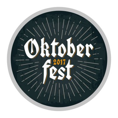 Bardak altlığı için reklam tasarım. Oktoberfest 2017 yazı ışınları ile.