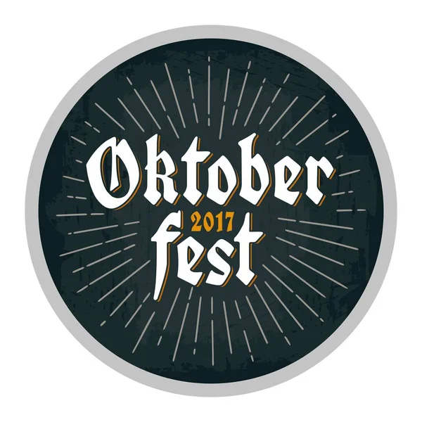 Design pubblicitario per sottobicchieri. Oktoberfest 2017 lettering con raggi . — Vettoriale Stock