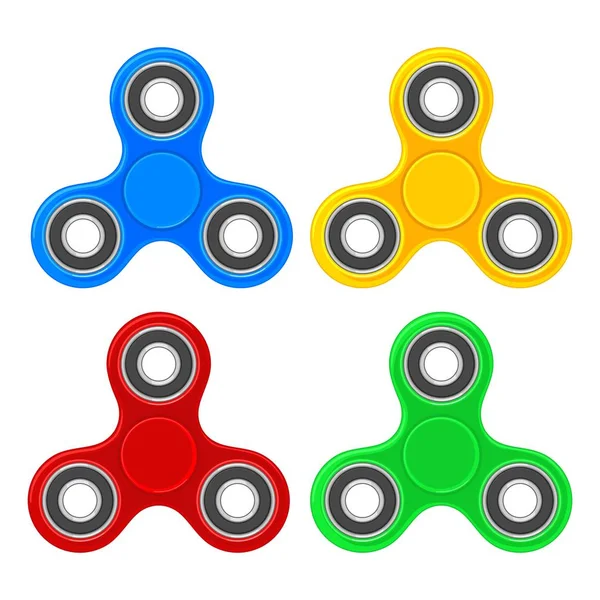 Set oyuncak spinner. Vektör düz renk çizim. Beyaz izole