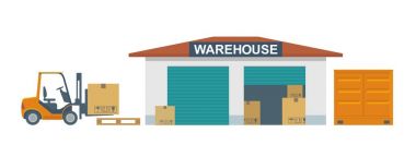 Forklift depolama bir kutuda taşır