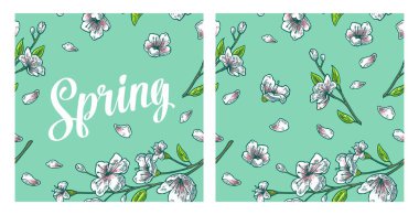 Dikişsiz desen sakura çiçeği. Çiçek ve bud ile kiraz Şubesi.