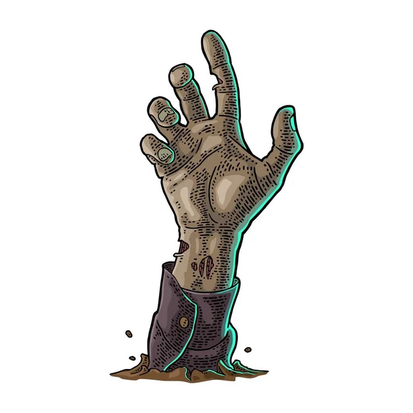 Mão de zombie com garra. Vector gravura vintage preto —  Vetores de Stock