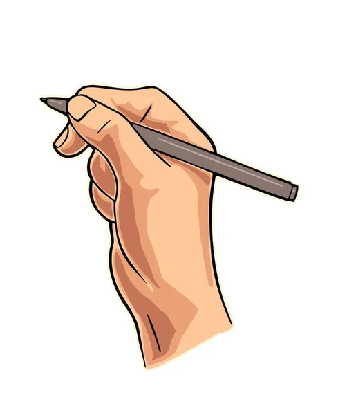 鉛筆を持つ女性の手。ベクター カラー フラット図 — ストックベクタ