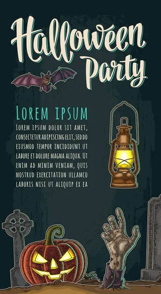 Cadılar Bayramı partisi hat yazı ile dikey poster.