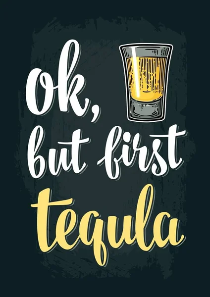 Tequila de vidrio. Grabado vectorial Vintage — Archivo Imágenes Vectoriales