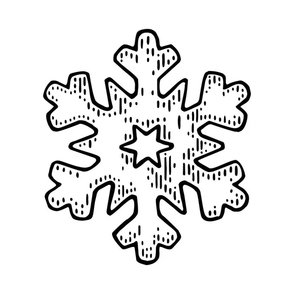 Fiocco di neve. Illustrazione di incisione nera vintage vettoriale . — Vettoriale Stock