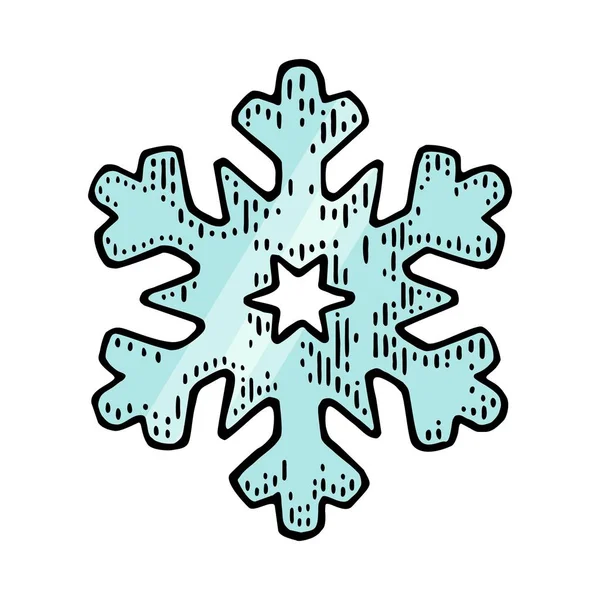 Sneeuwvlok. Vectorillustratie vintage kleur gravure. — Stockvector