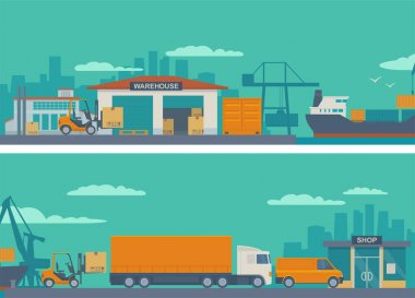 Fabrikadan lojistik konsept düz banner üretim süreci Dükkanı