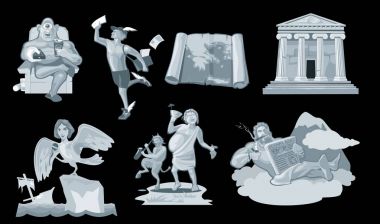 Set Ancient greek god in the present world. vector Set Ancient greek god in the present world. vector