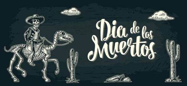 Vízszintes poszter a halottak napjára. Dia de los Muertos betűk. — Stock Vector