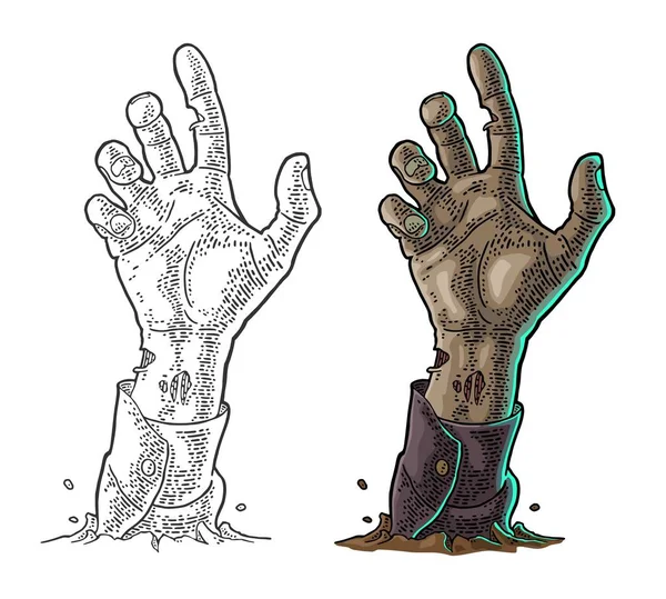 Zombie hand met klauw. Vector zwart vintage gravure — Stockvector