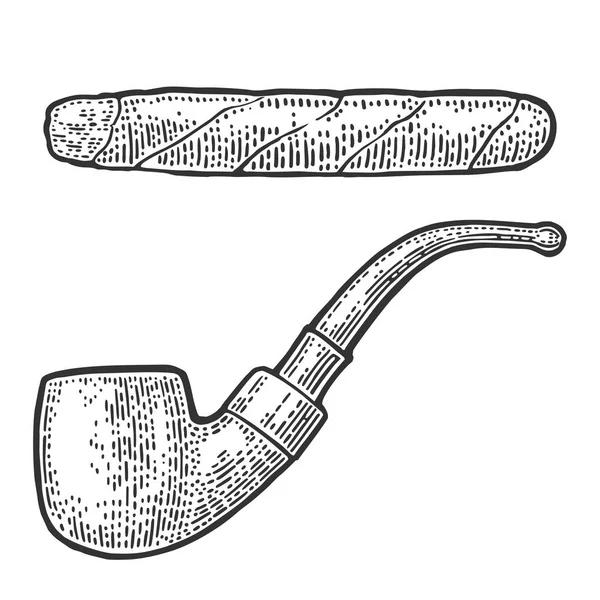 Pipe. Vector vintage gravyr färg illustration isolerade på vit — Stock vektor