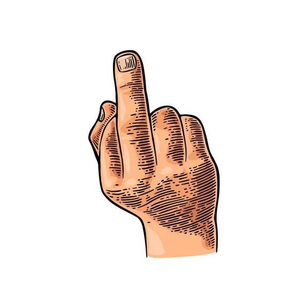 Middle finger sign by male hand. Fuck you. — Stockvector