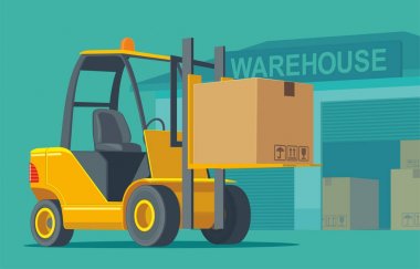 Forklift depolama bir kutuda taşır