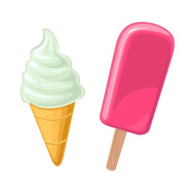 Dondurma. Beyaz arka plan üzerinde izole. Vektör düz renk çizim