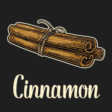 Tarçın üç tarafından ip bağladılar. Vektör siyah vintage kazınmış