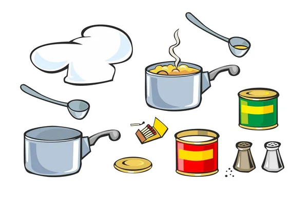 Chef preparare e degustare zuppa, tenendo ricettario ricetta . — Vettoriale Stock