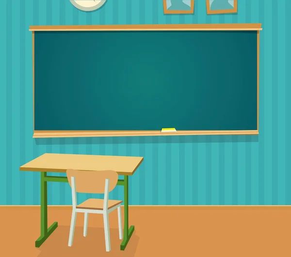 Interior of classroom with desk and blackboard. — Stock Vector