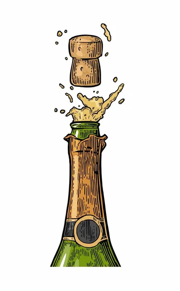 Botella de Champagne explosión . — Vector de stock