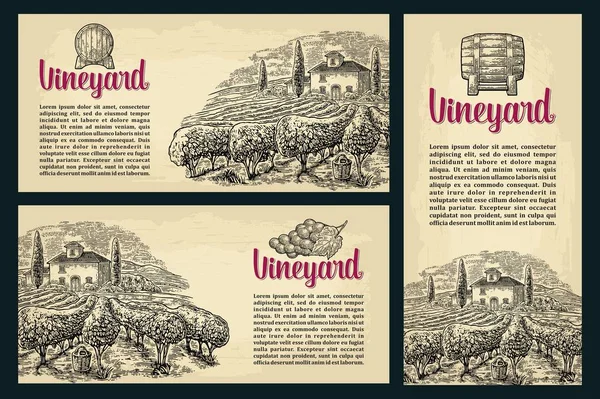 Встановити горизонтальні, вертикальні та квадратні плакати або етикетки для вина . — стоковий вектор