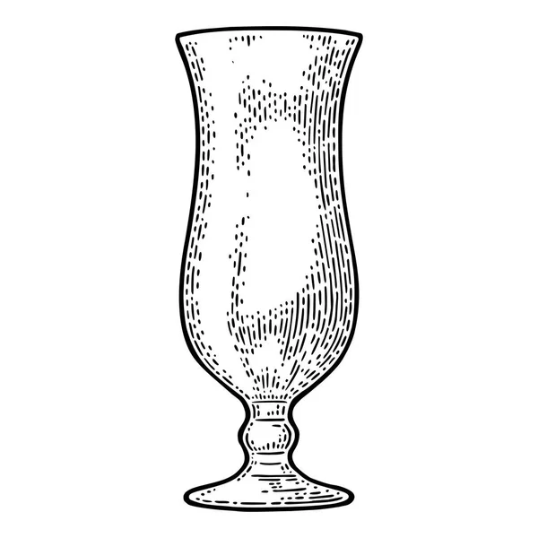 Cóctel de cristal vacío. Vector grabado negro vintage — Vector de stock