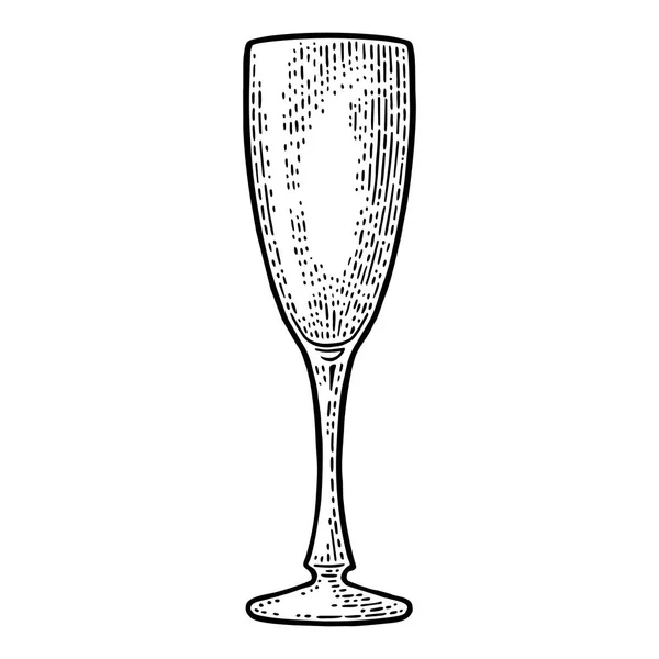 Tomma glas champagne. Vector gravyr svart vintage — Stock vektor
