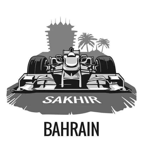 VINTAGE poster Grand Prix Bahreyn. Vektör çizim poster, logo, eski kağıt doku arka plan ile web için — Stok Vektör