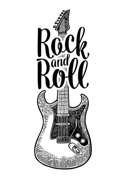 Guitare acoustique. Illustration de gravure vintage vectoriel noir — Image vectorielle