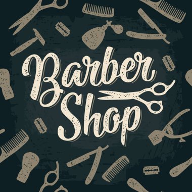 Yazı ile berber dükkanı için seamless modeli ayarlama aracı