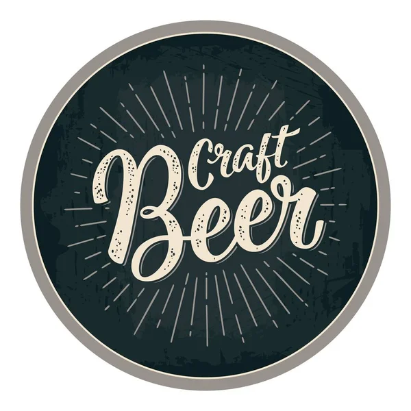 Letras de cerveza artesanal con rayas. Diseño publicitario para posavasos . — Vector de stock