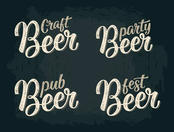 Craft Beer lettering with rays. Advertising design for coaster. — Stock Vector