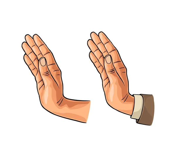 Hand tonen stop gebaar. Vector kleur plat — Stockvector