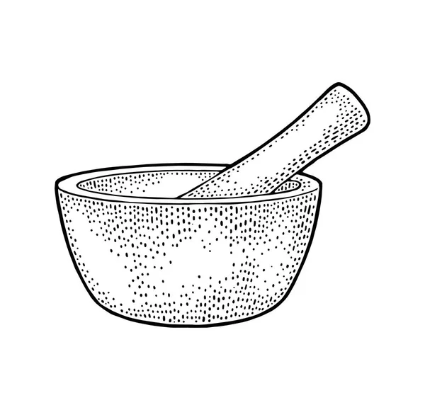 Mortar and Pestle. Vintage vector engraving illustration. — Stock Vector