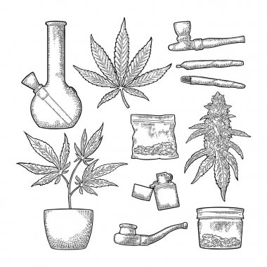 Sigara, pipo, daha hafif, tomurcukları esrar. Vintage oyma