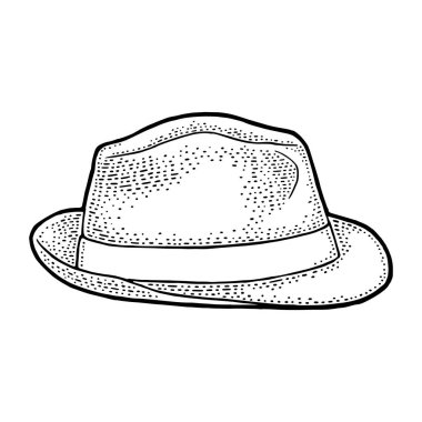 Kurdele ile hat Man. Vektör vintage oyma çizim