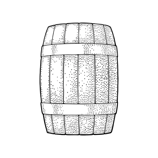 Barril de madeira com aros de metal gravura vetor ilustração — Vetor de Stock