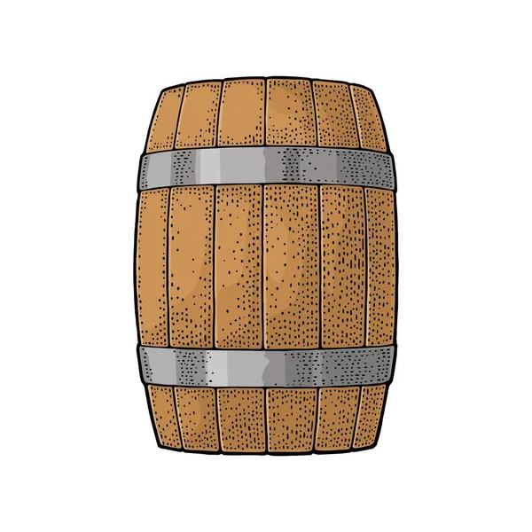 Barril de madera con aros de metal grabado vector ilustración — Archivo Imágenes Vectoriales