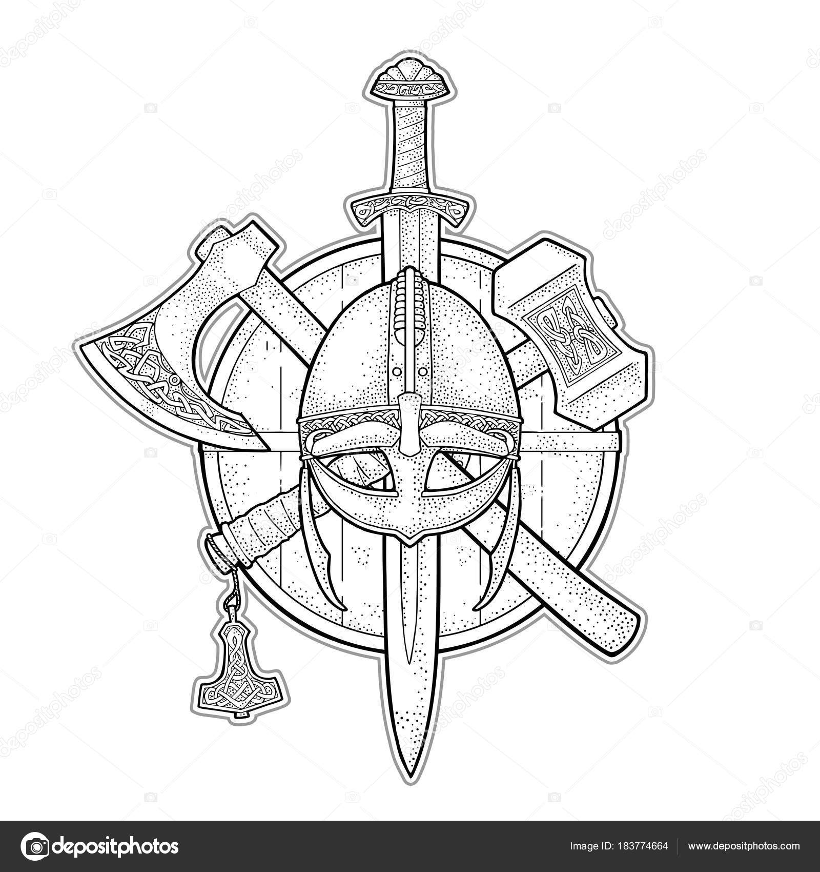 Crossed swords isolated on white background. Design element for