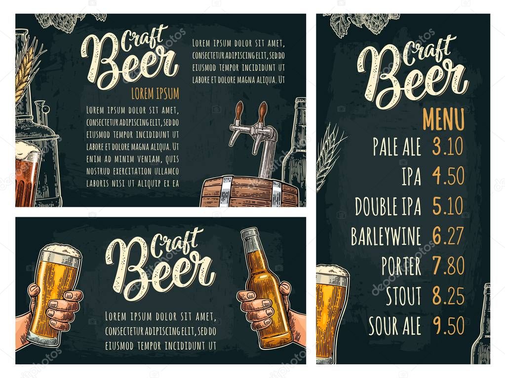 Poster and price menu. Craft Beer lettering